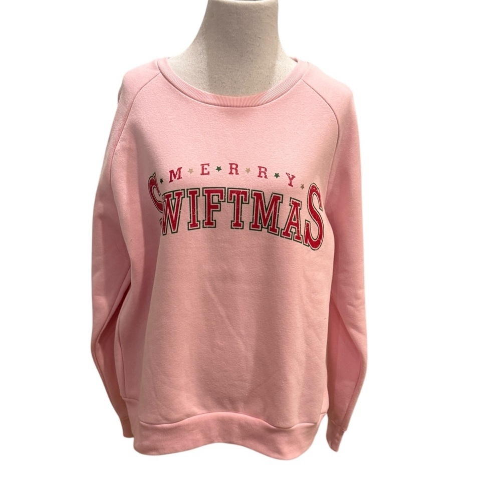 Merry Swiftmas Sweatshirt-Fashion by Mirabeau Color is Pink. Taylor Swift   Sz L